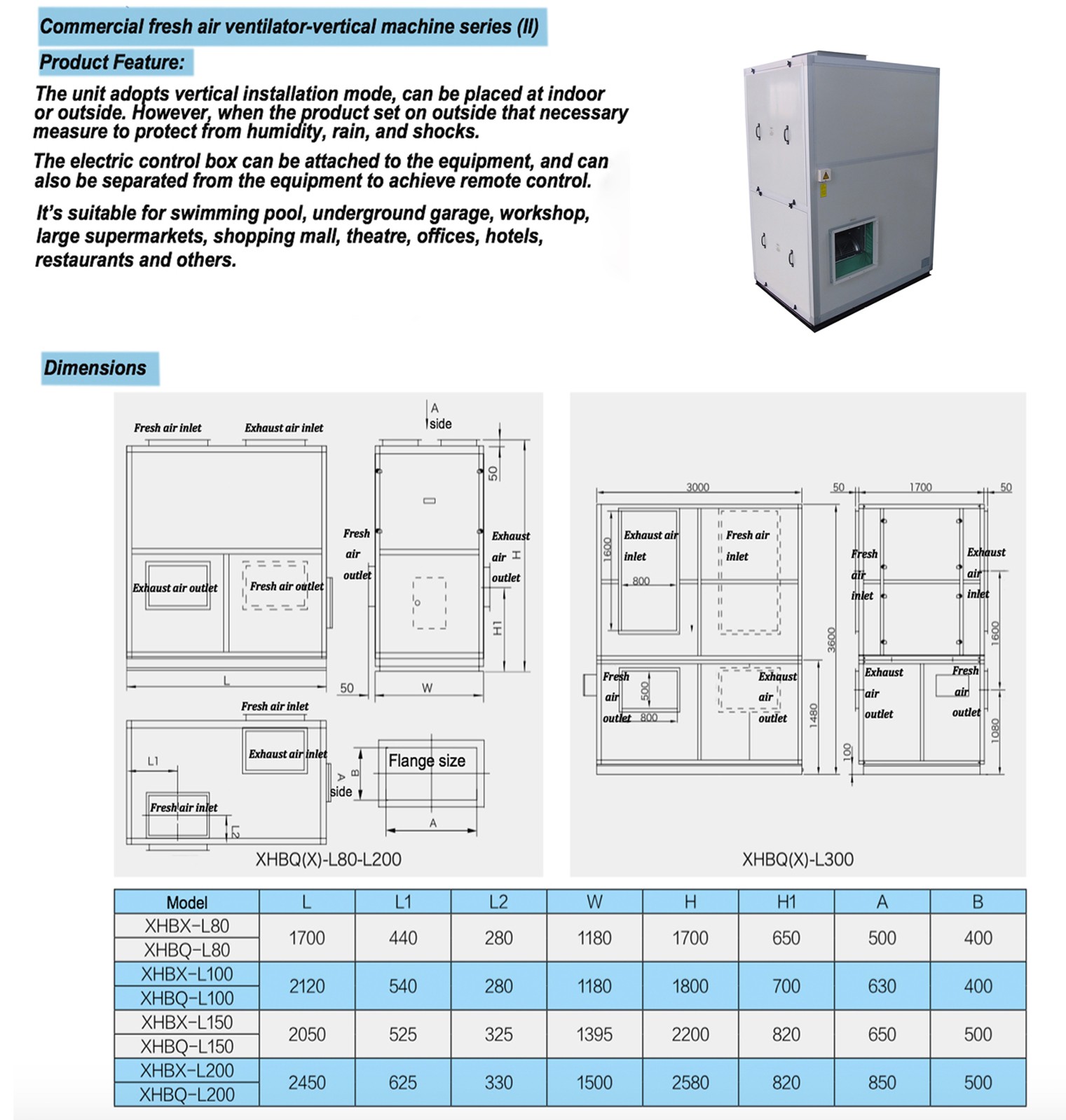 Commercial Fresh Air Ventilator-Vertical Machine Series (Ⅱ)(图1)