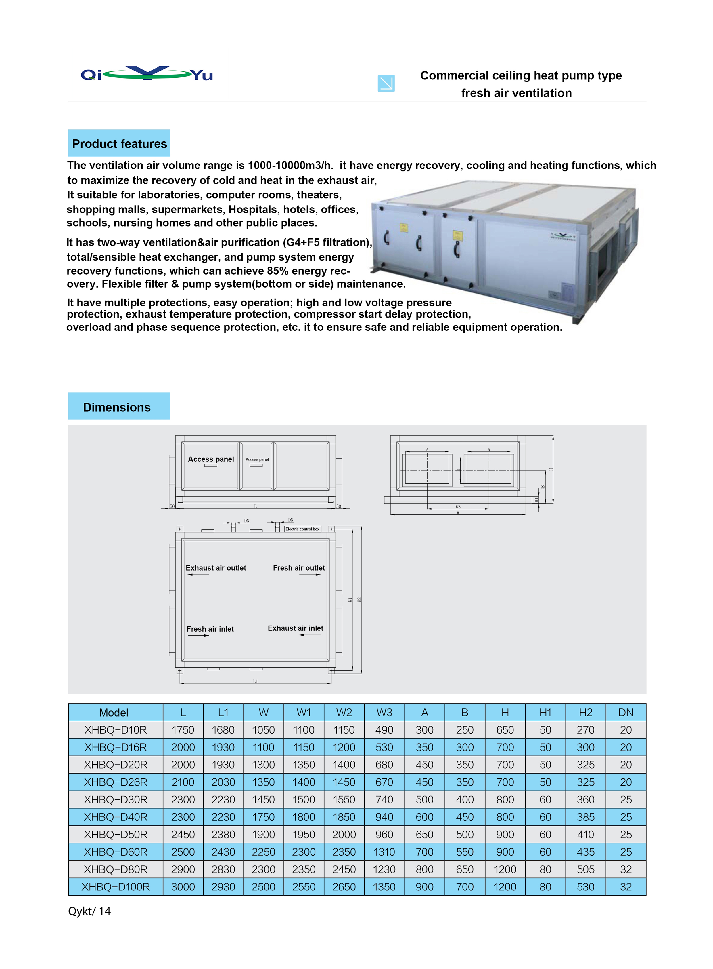 Commercial ceiling heat pump type fresh air centilation(图1)